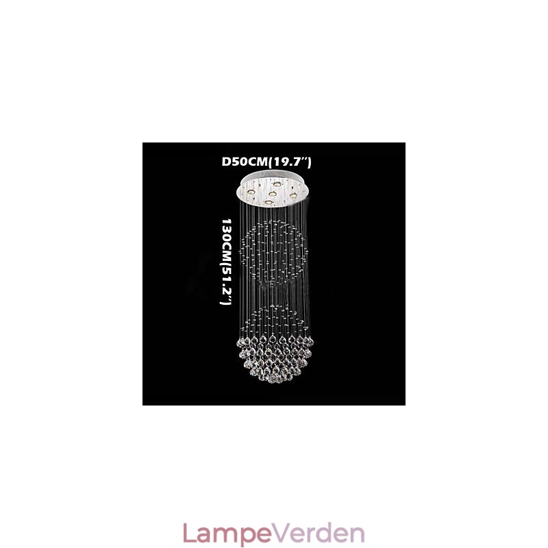 Pendel Moderne Krystal Lysekrone 5 Lys Sølv Canpoy Klar Krystal Globe Loftslamper Armaturer