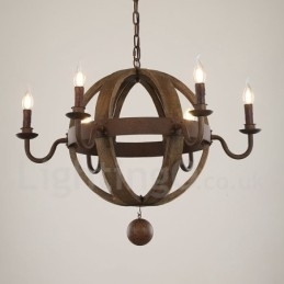 Country Vintage træ 6 lys lysekrone lampe lys