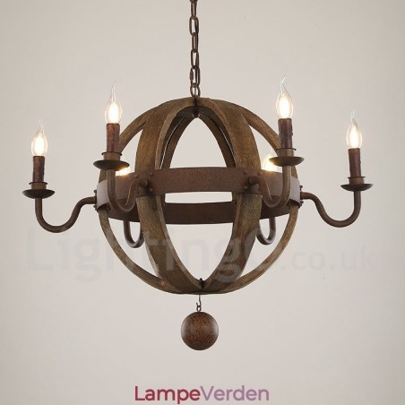 Country Vintage træ 6 lys lysekrone lampe lys Country Vintage træ 6 lys lysekrone lampe lys