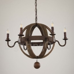 Country Vintage træ 6 lys lysekrone lampe lys