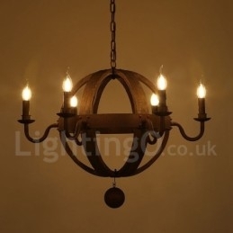 Country Vintage træ 6 lys lysekrone lampe lys