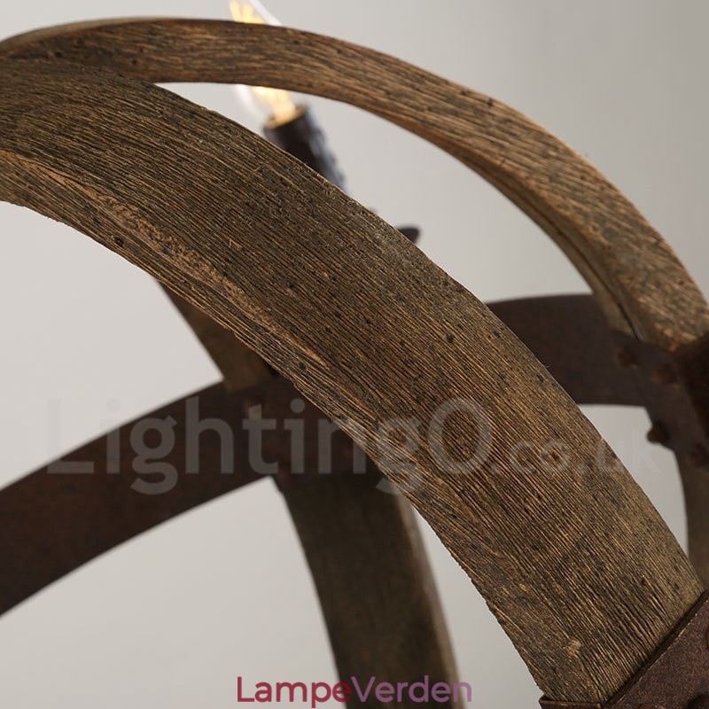 Country Vintage træ 6 lys lysekrone lampe lys