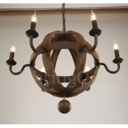 Country Vintage træ 6 lys lysekrone lampe lys