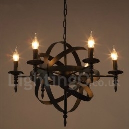 Retro Vintage Metal 6 Light Single Tier lysekrone Light