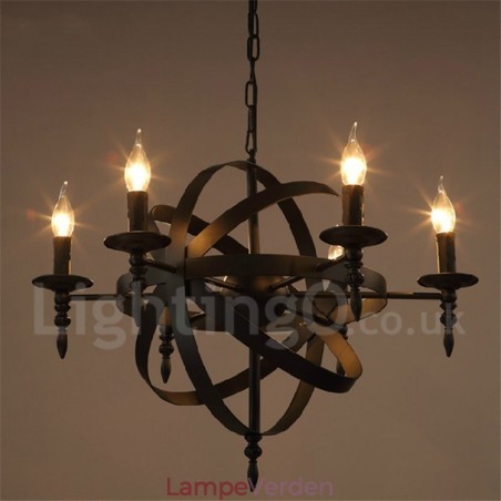 Retro Vintage Metal 6 Light Single Tier lysekrone Light