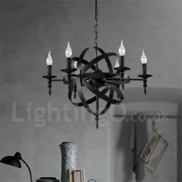 Retro Vintage Metal 6 Light Single Tier lysekrone Light