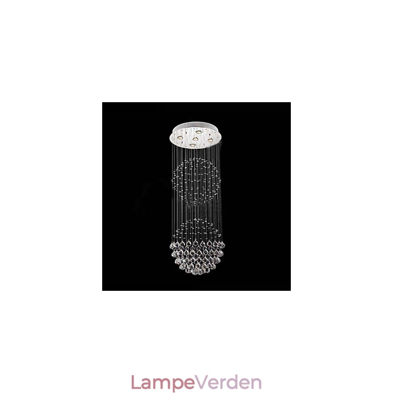Pendel Moderne Krystal Lysekrone 5 Lys Sølv Canpoy Klar Krystal Globe Loftslamper Armaturer