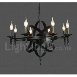 Sort Retro Vintage Metal 8 Light Single Tier lysekrone Light