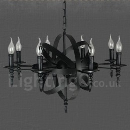Sort Retro Vintage Metal 8 Light Single Tier lysekrone Light