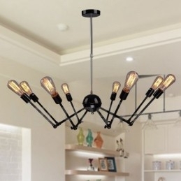 Sort Retro Vintage Metal 8 Light Single Tier lysekrone Light