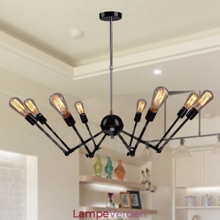Sort Retro Vintage Metal 8 Light Single Tier lysekrone Light Sort Retro Vintage Metal 8 Light Single Tier lysekrone Light