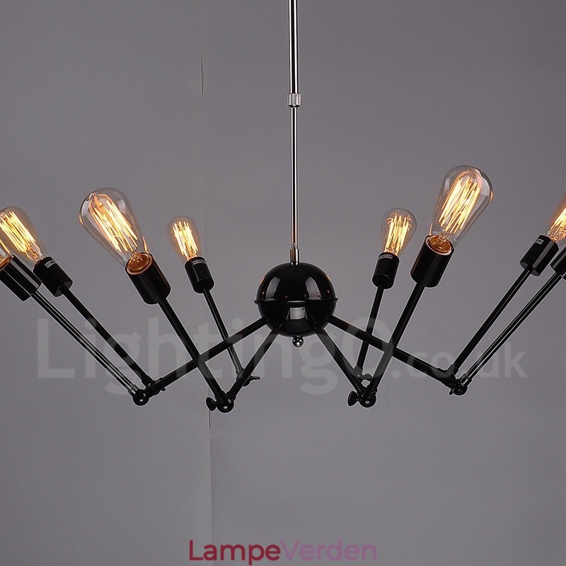 Sort Retro Vintage Metal 8 Light Single Tier lysekrone Light