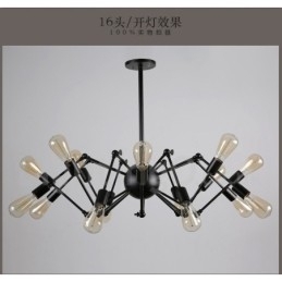Sort Retro Vintage Metal 8 Light Single Tier lysekrone Light