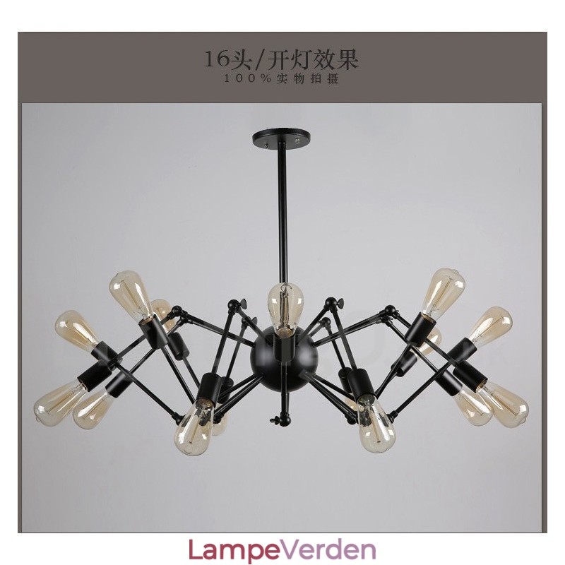 Sort Retro Vintage Metal 8 Light Single Tier lysekrone Light