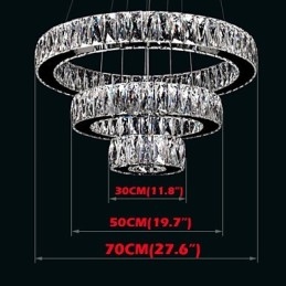 Krystal lysekrone lys moderne belysning tre ringe D305070 K9 store krystal loft lysarmaturer