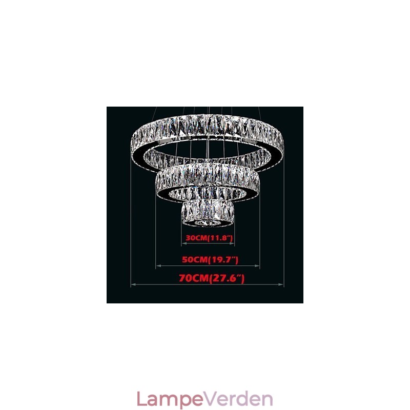 Krystal lysekrone lys moderne belysning tre ringe D305070 K9 store krystal loft lysarmaturer