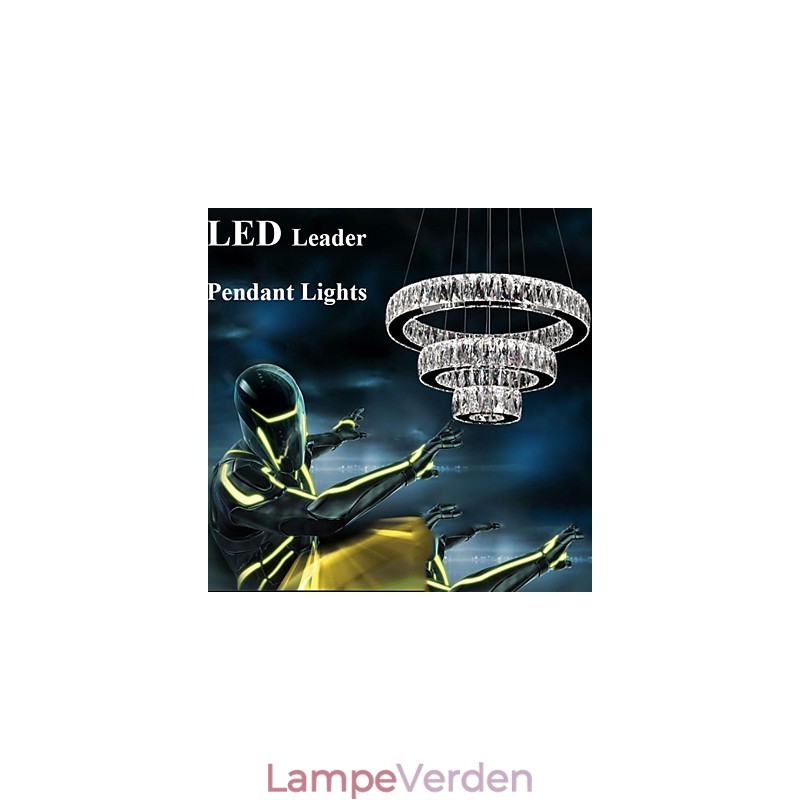 Krystal lysekrone lys moderne belysning tre ringe D305070 K9 store krystal loft lysarmaturer