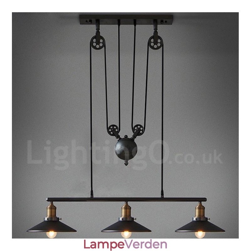 3 Light Country Vintage Metal Pendel Light
