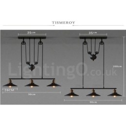 3 Light Country Vintage Metal Pendel Light