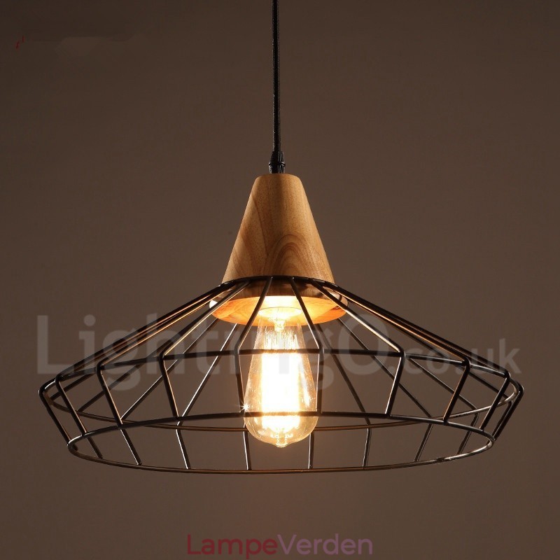 Vintage metal træ pendellampe