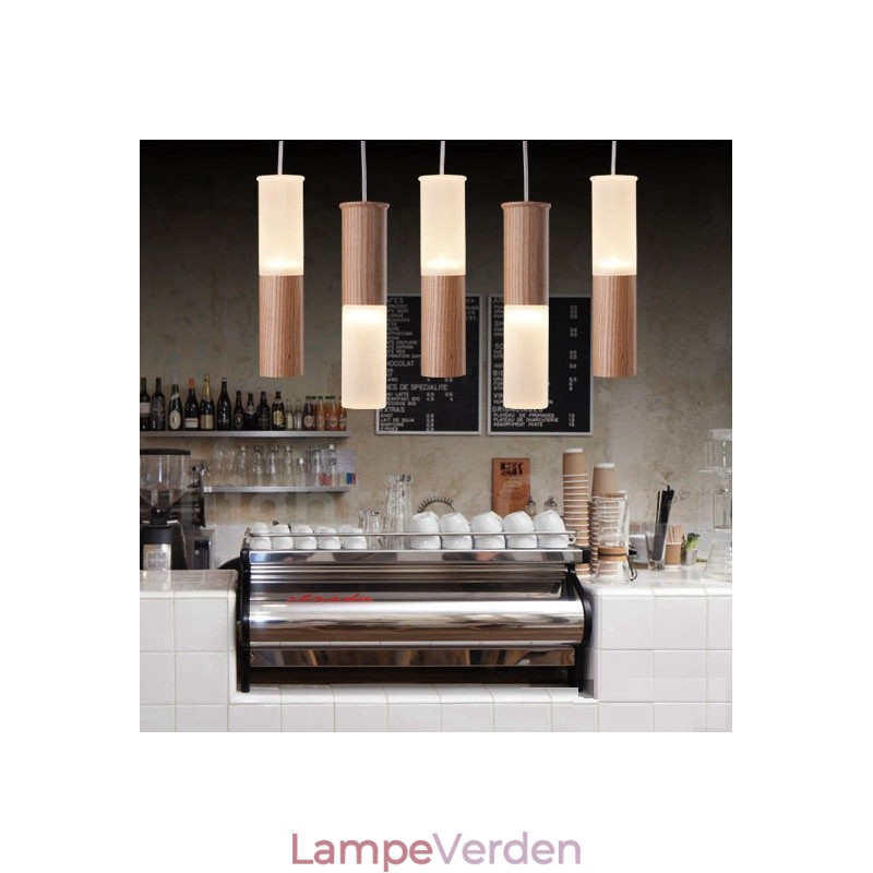 Moderne moderne 5 lys træ pendellampe