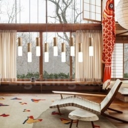 Modern Contemporary 9 Light Wooden Pendel Light