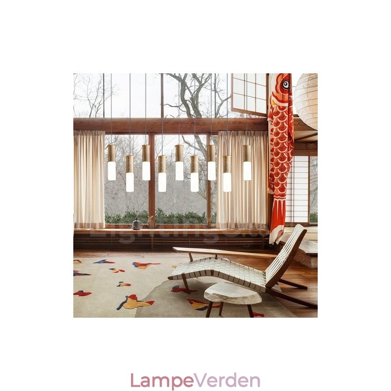 Modern Contemporary 9 Light Wooden Pendel Light
