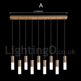 Modern Contemporary 9 Light Wooden Pendel Light