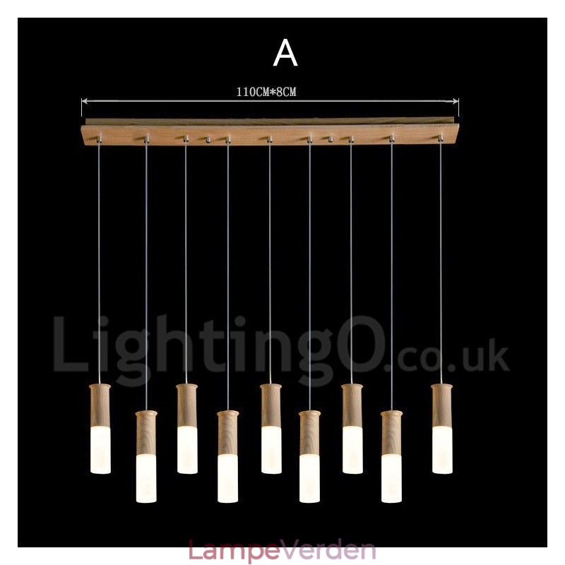 Modern Contemporary 9 Light Wooden Pendel Light
