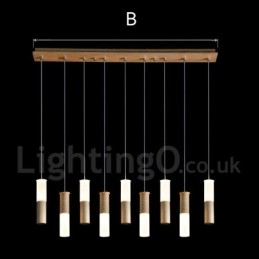 Modern Contemporary 9 Light Wooden Pendel Light