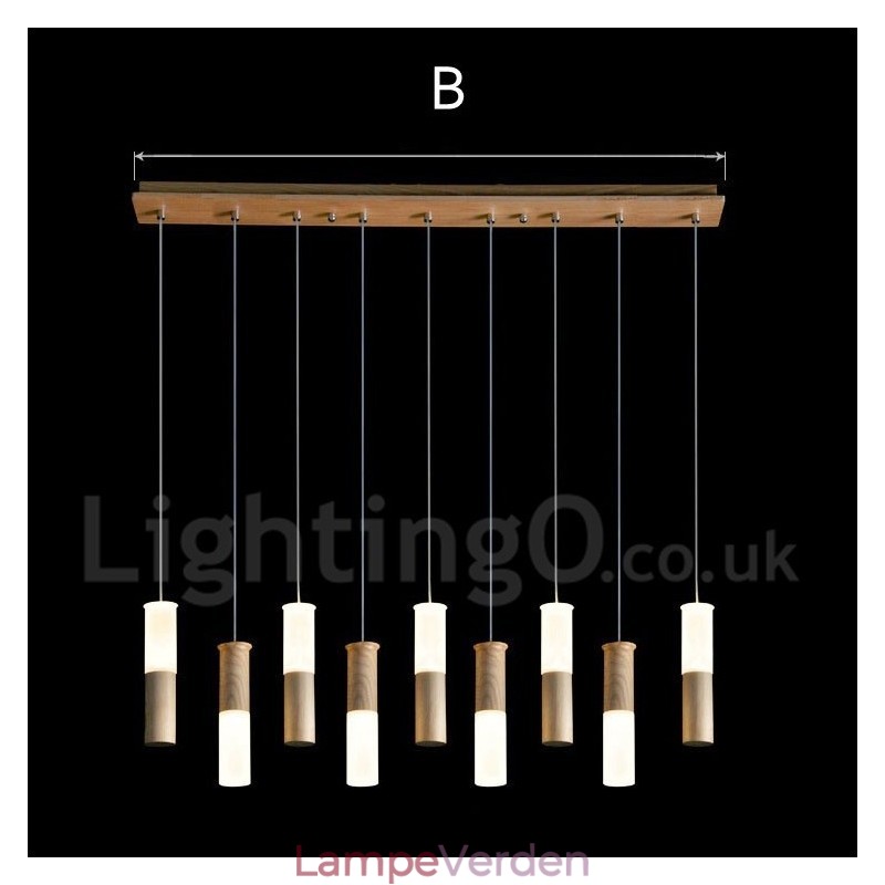 Modern Contemporary 9 Light Wooden Pendel Light