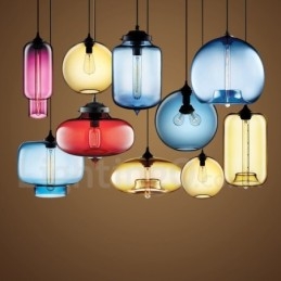 Modern Contemporary Multi Colors 1 lys glas pendel lys
