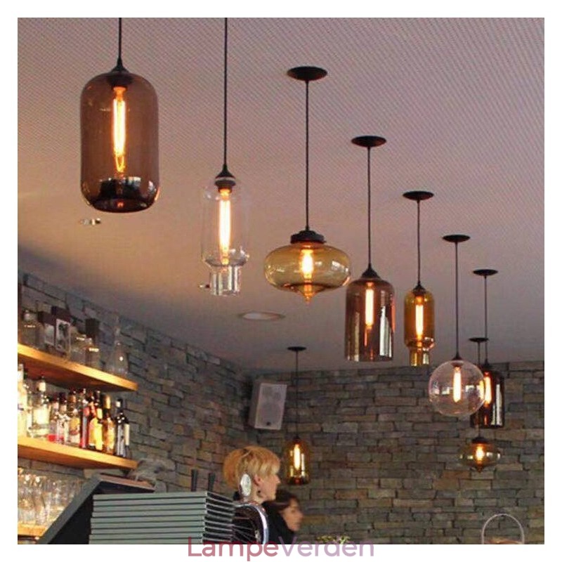 Modern Contemporary Multi Colors 1 lys glas pendel lys