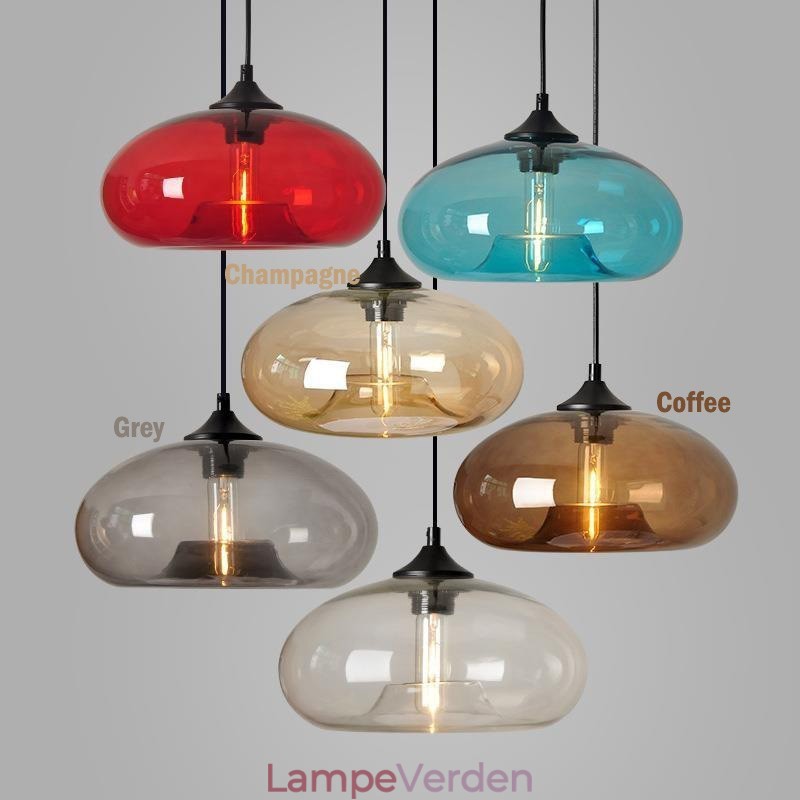 Modern Contemporary Multi Colors 1 lys glas pendel lys