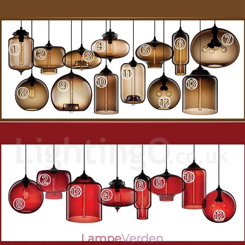 Modern Contemporary Multi Colors 1 lys glas pendel lys