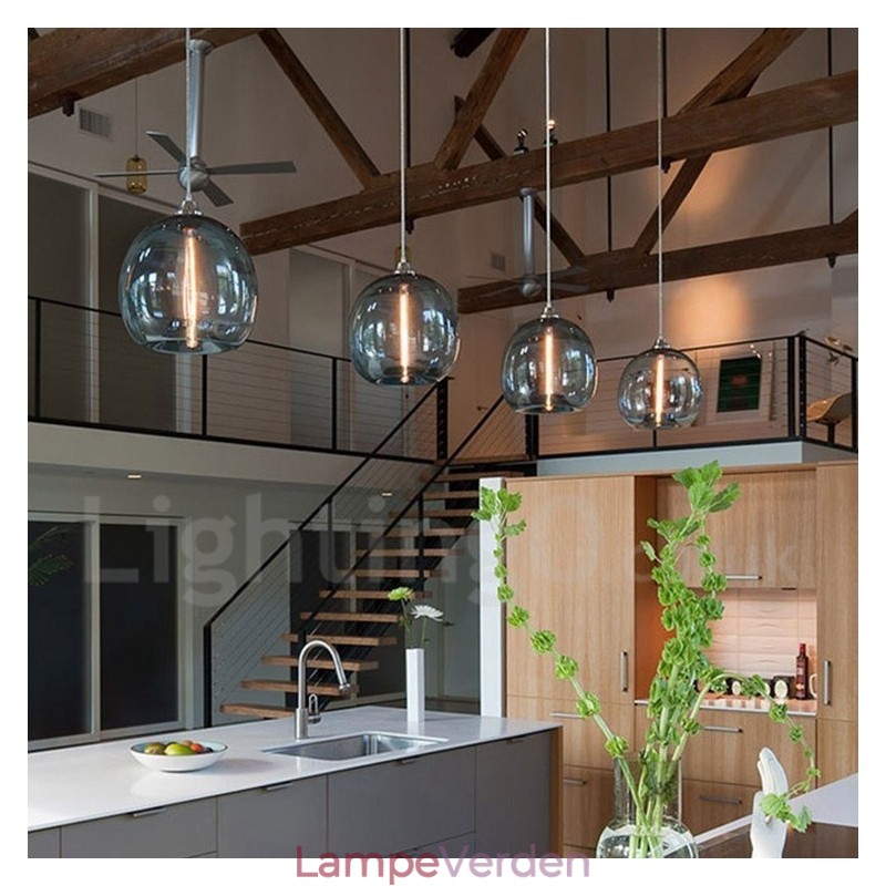 Modern Contemporary Multi Colors 1 lys glas pendel lys
