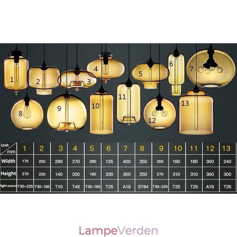 Modern Contemporary Multi Colors 1 lys glas pendel lys