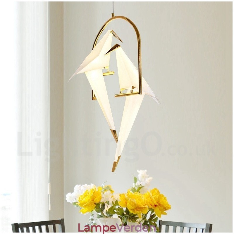 Modern Contemporary Paper Crane 2 Light Pendel Light
