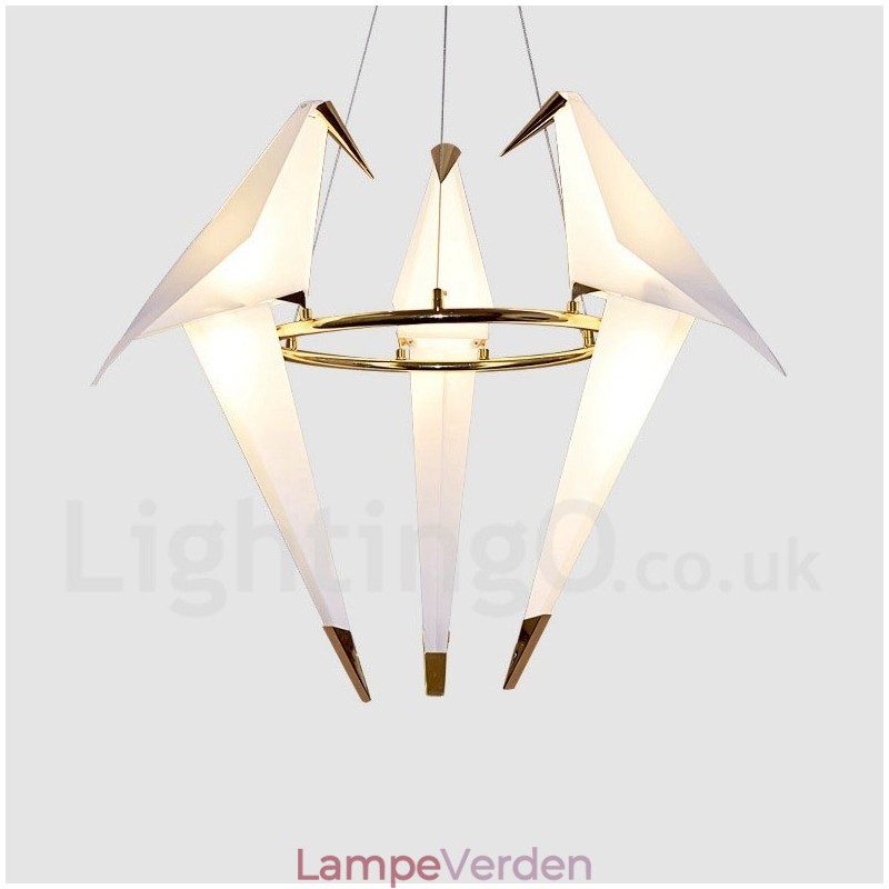 Modern Contemporary Paper Crane 3 Light Pendel Light