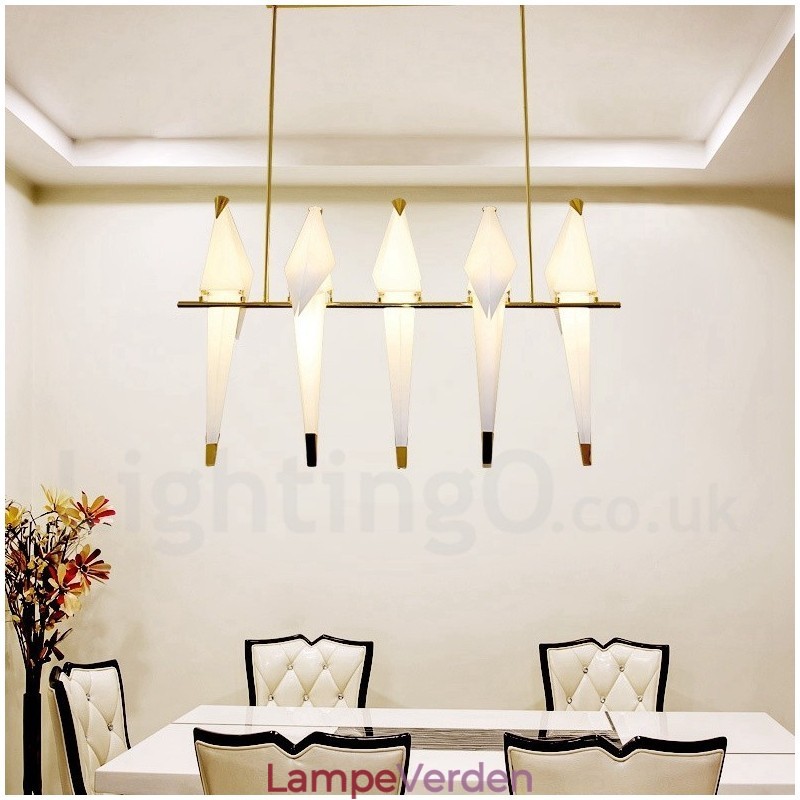 Modern Contemporary Paper Crane 5 Light Pendel Light