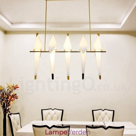 Modern Contemporary Paper Crane 5 Light Pendel Light