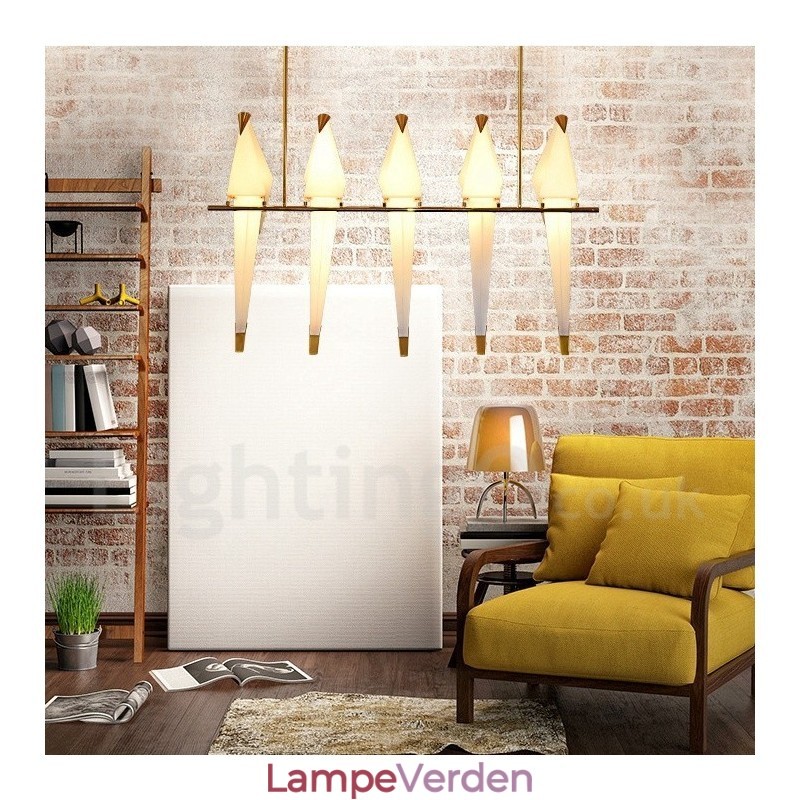 Modern Contemporary Paper Crane 5 Light Pendel Light
