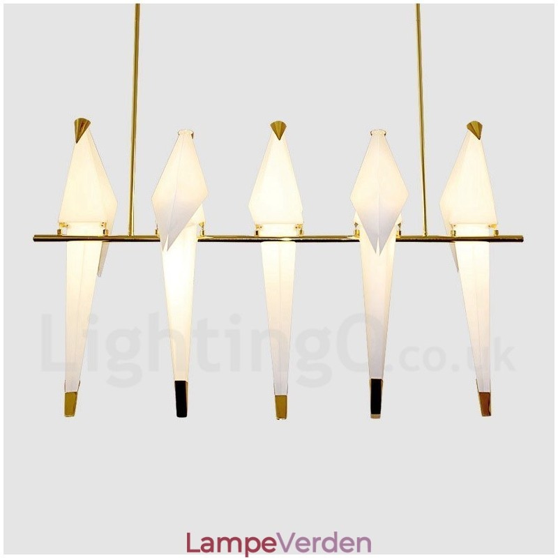 Modern Contemporary Paper Crane 5 Light Pendel Light