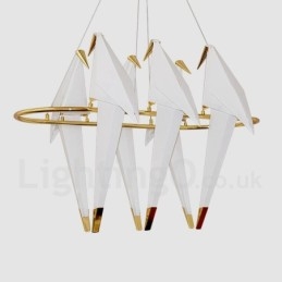 Modern Contemporary Paper Crane 6 Light Pendel Light