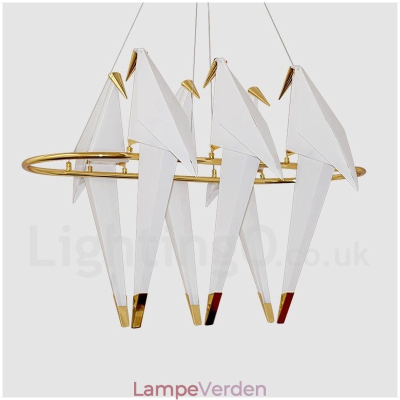 Modern Contemporary Paper Crane 6 Light Pendel Light
