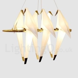 Modern Contemporary Paper Crane 6 Light Pendel Light