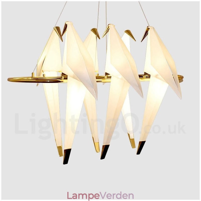 Modern Contemporary Paper Crane 6 Light Pendel Light