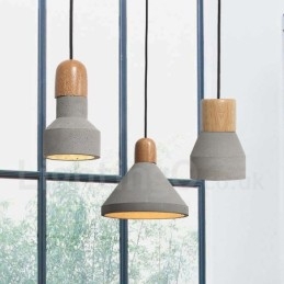 Single Light Modern Contemporary Wood Concrte Pendel Light