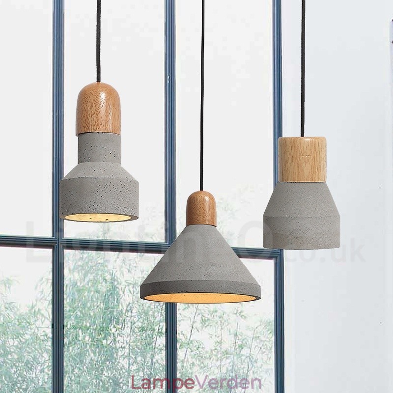 Single Light Modern Contemporary Wood Concrte Pendel Light