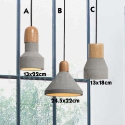 Single Light Modern Contemporary Wood Concrte Pendel Light